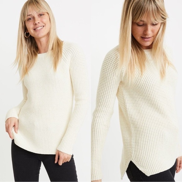 Marine Layer Sweaters - MARINE LAYER Delaney Cotton Wool Off White Knit Long Sweater Pullover Top